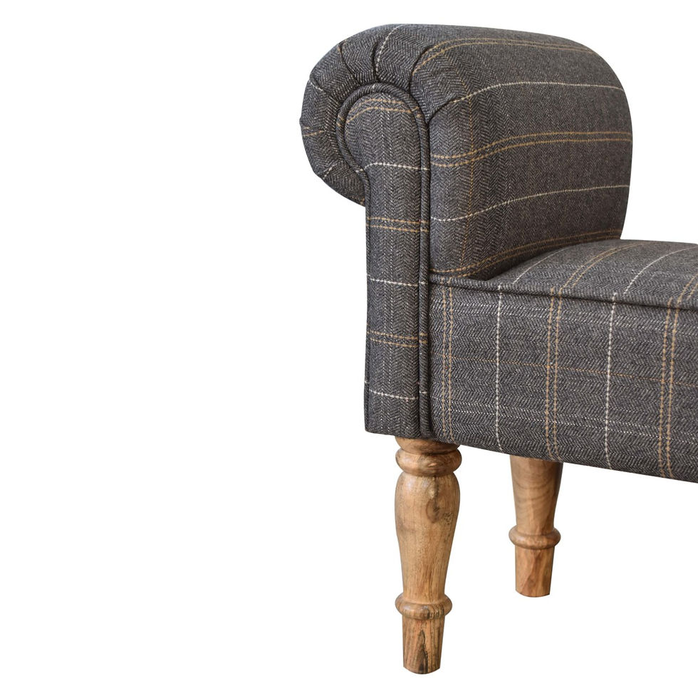Thumbnail: Pewter Tweed Turned Bedroom Bench
