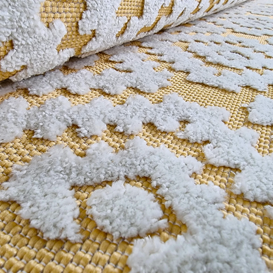 Thumbnail: Outdoor Rug Yellow Cream Diamond