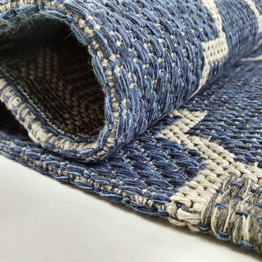 Thumbnail: Cotton Rug Runner Trellis Navy Blue
