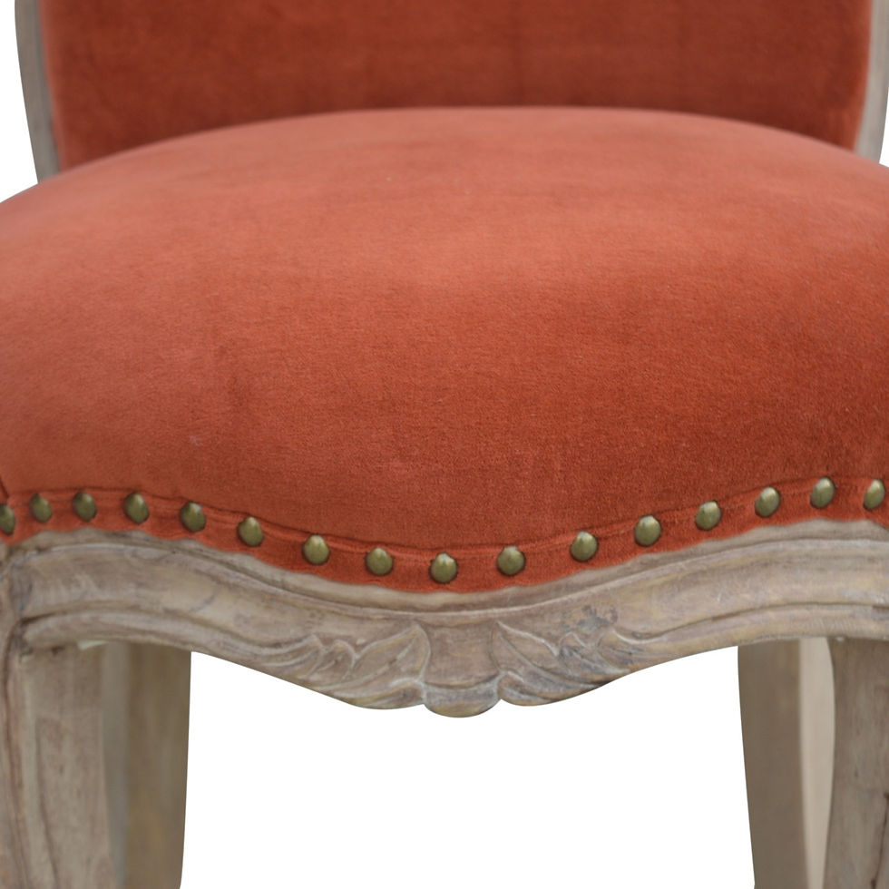 Thumbnail: Brick Red Velvet Studded Chair