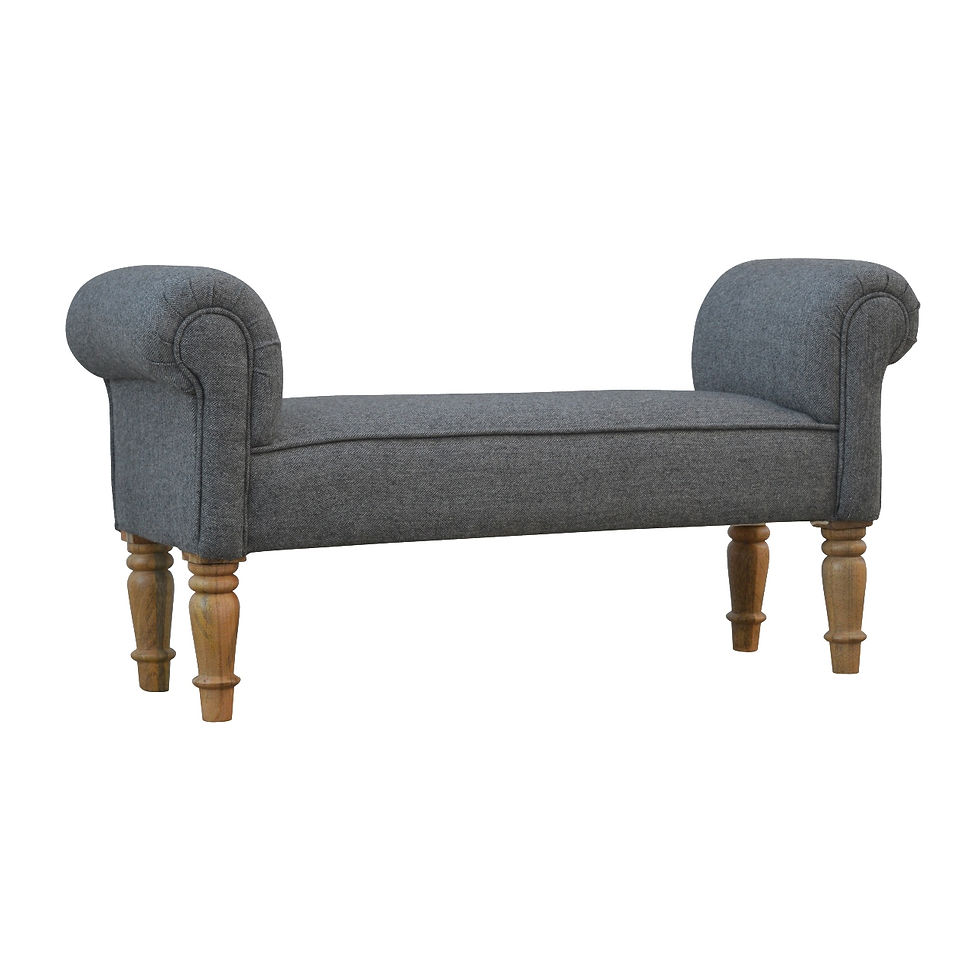 Thumbnail: Black Tweed Bench with Turned Feet