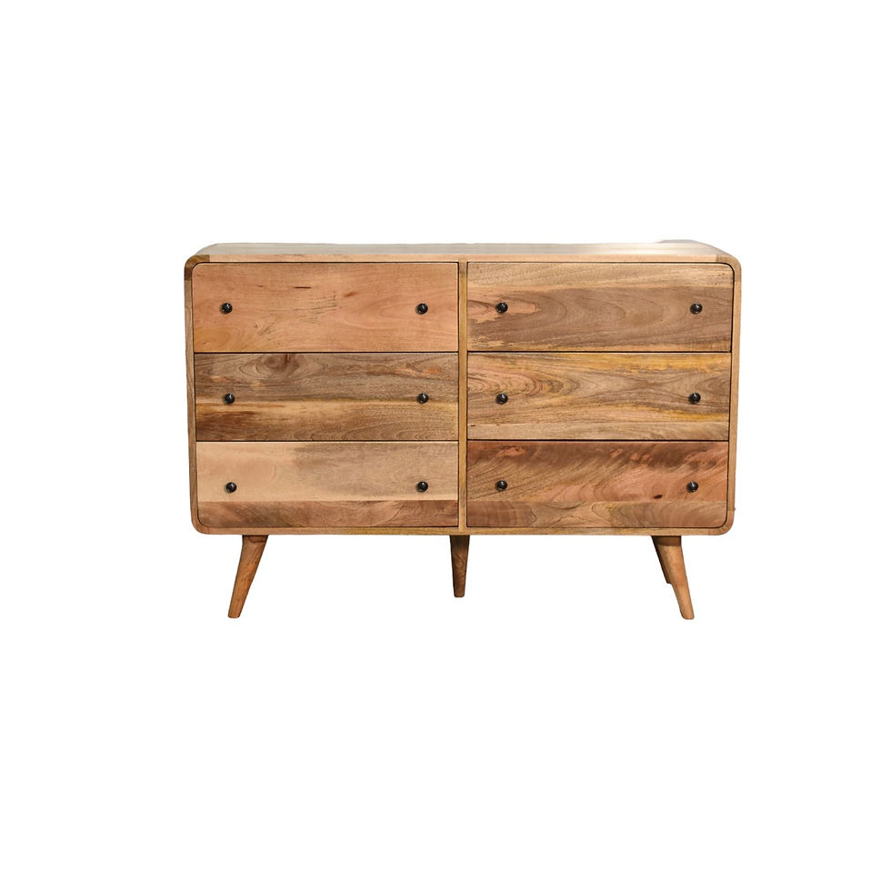 Large Curved Oak-ish Chest Of Drawers