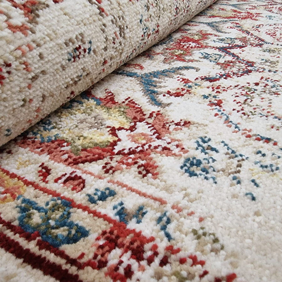 Thumbnail: Beige Cream Multicolour Distressed Vintage Oriental Rug Carpet