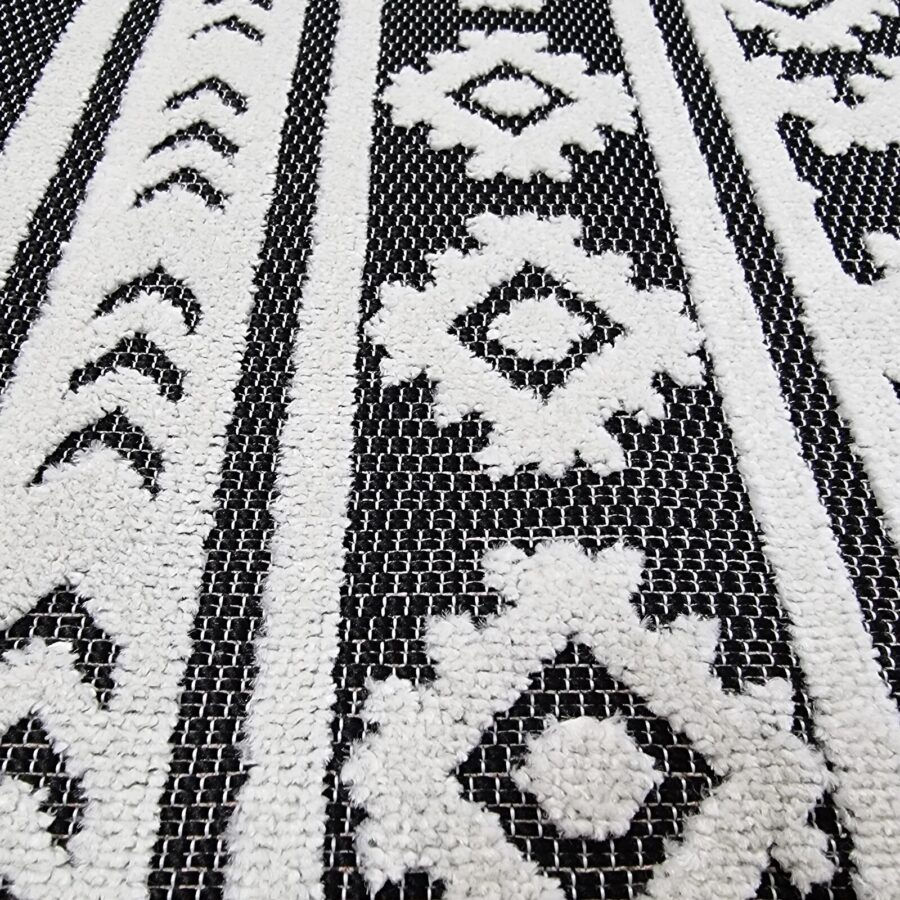 Thumbnail: Outdoor Rug Black and White Cream Diamond