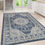Thumbnail: Cotton Rug Navy Grey Oriental