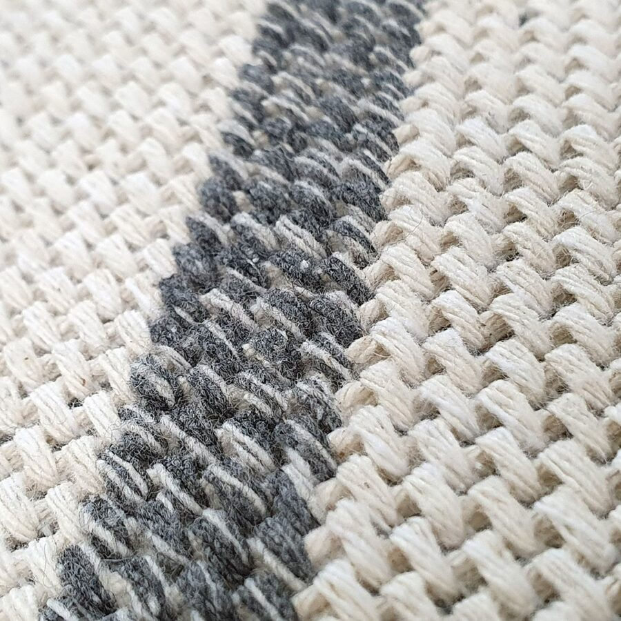 Thumbnail: Cotton Rug Cream Grey Geometric