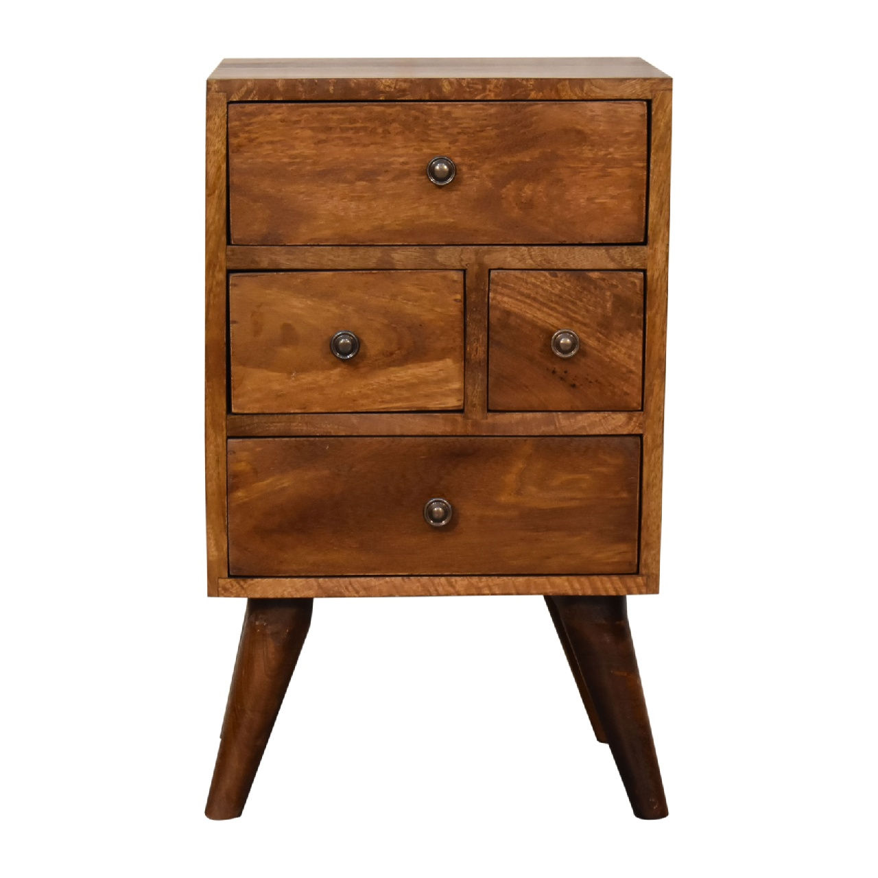 4 Drawer Multi Chestnut Bedside Table