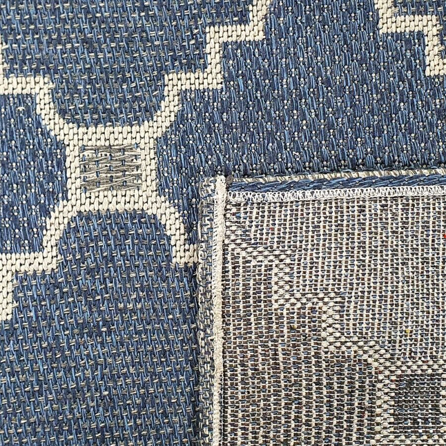 Thumbnail: Cotton Rug Runner Trellis Navy Blue