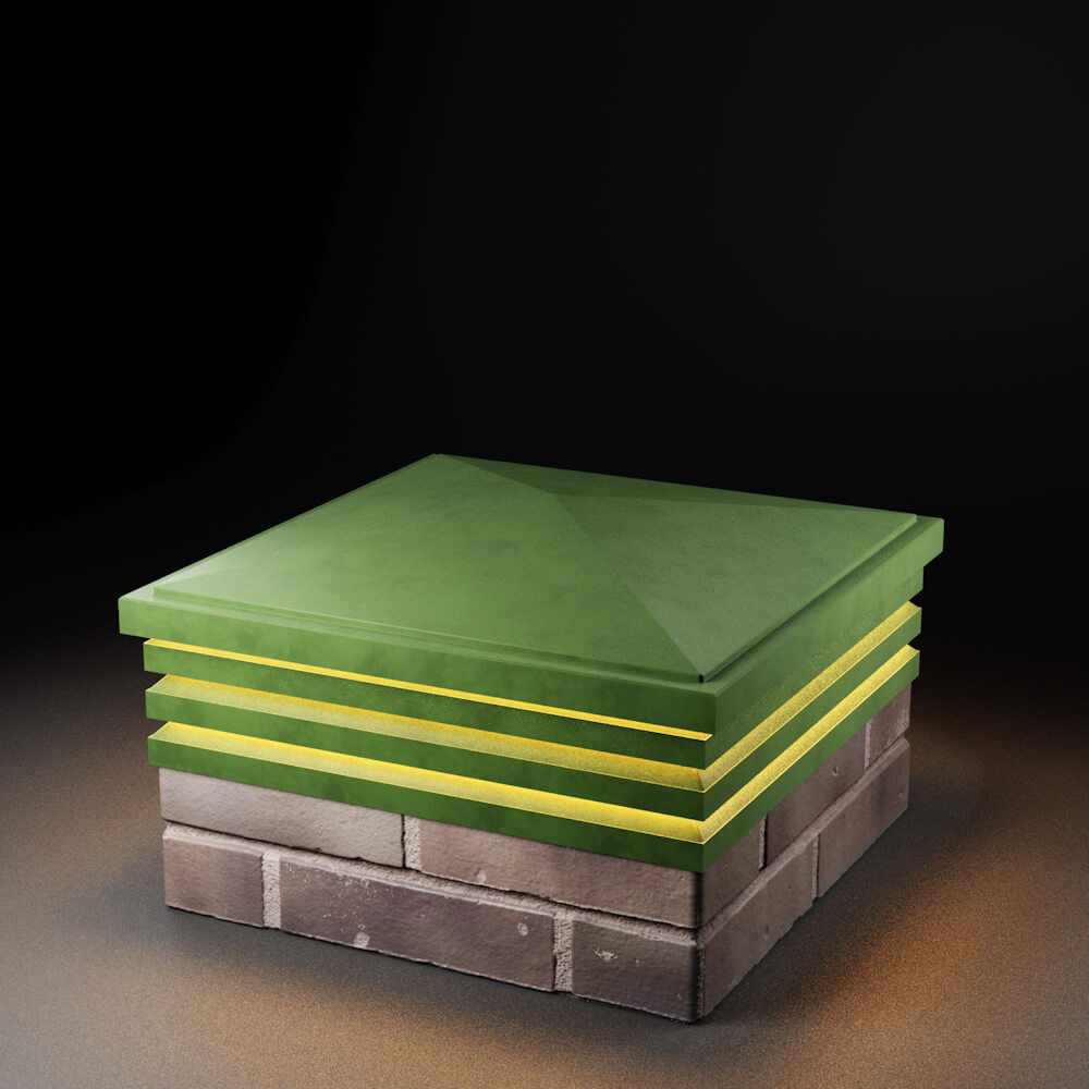 Колпак BONA с посадкой на 2 кирпича c подсветкой