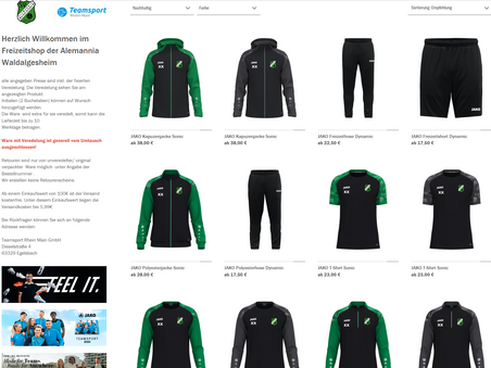 Neuer Freizeit-Shop der Alemannia ist online!