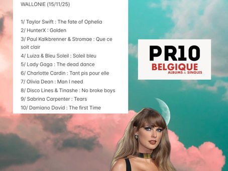 POP ROCK 10 SINGLES BELGIQUE WALLONIE (15/11/25)