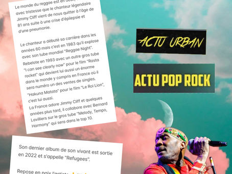Jimmy Cliff vient de nous quitter à l'âge de 81 ans 🙏🕊️🙏