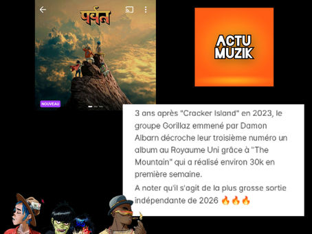 Gorillaz numéro un au Royaume Uni avec "The Mountain"
