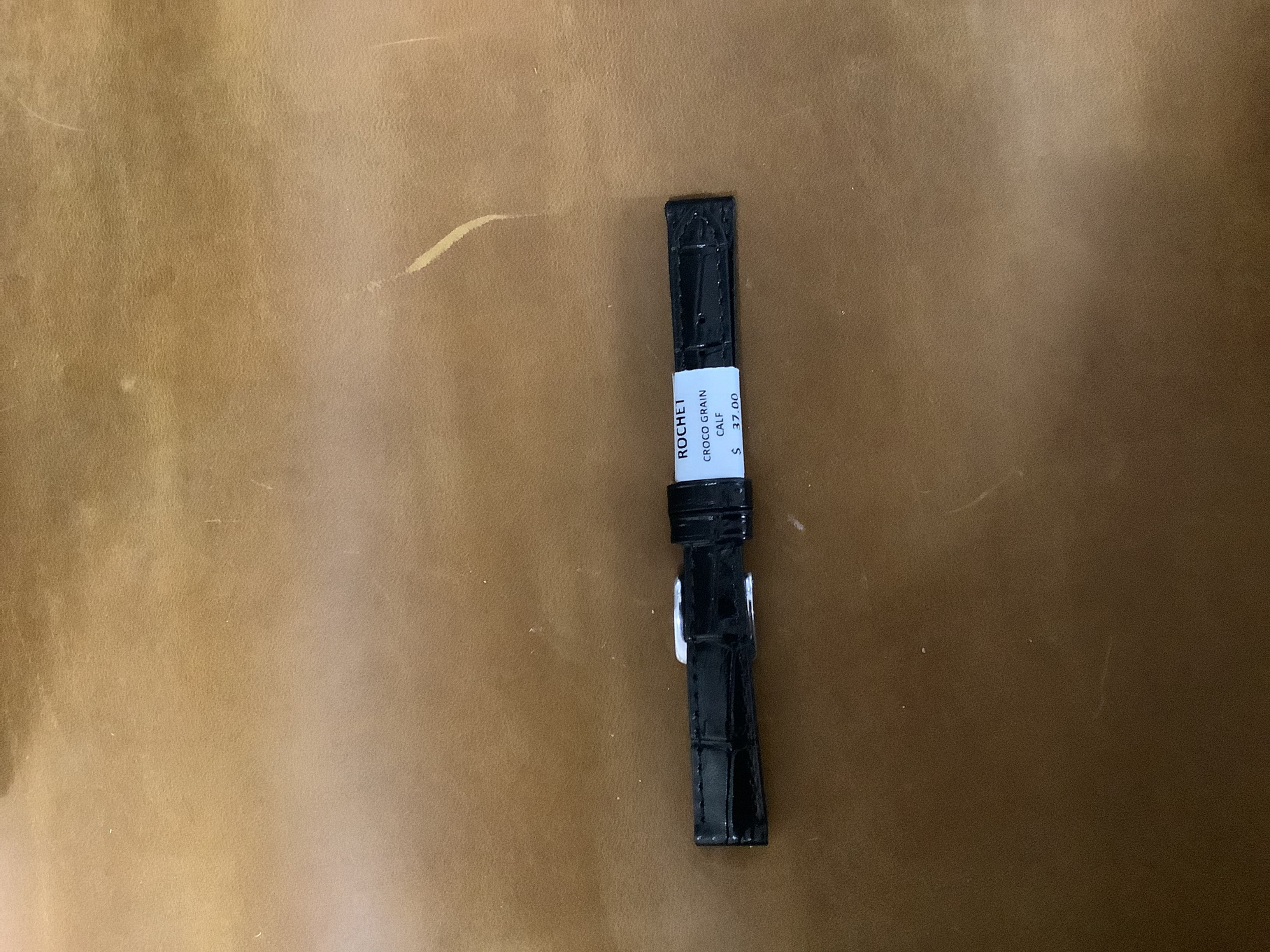 12mm croco grain calf black leather  band
