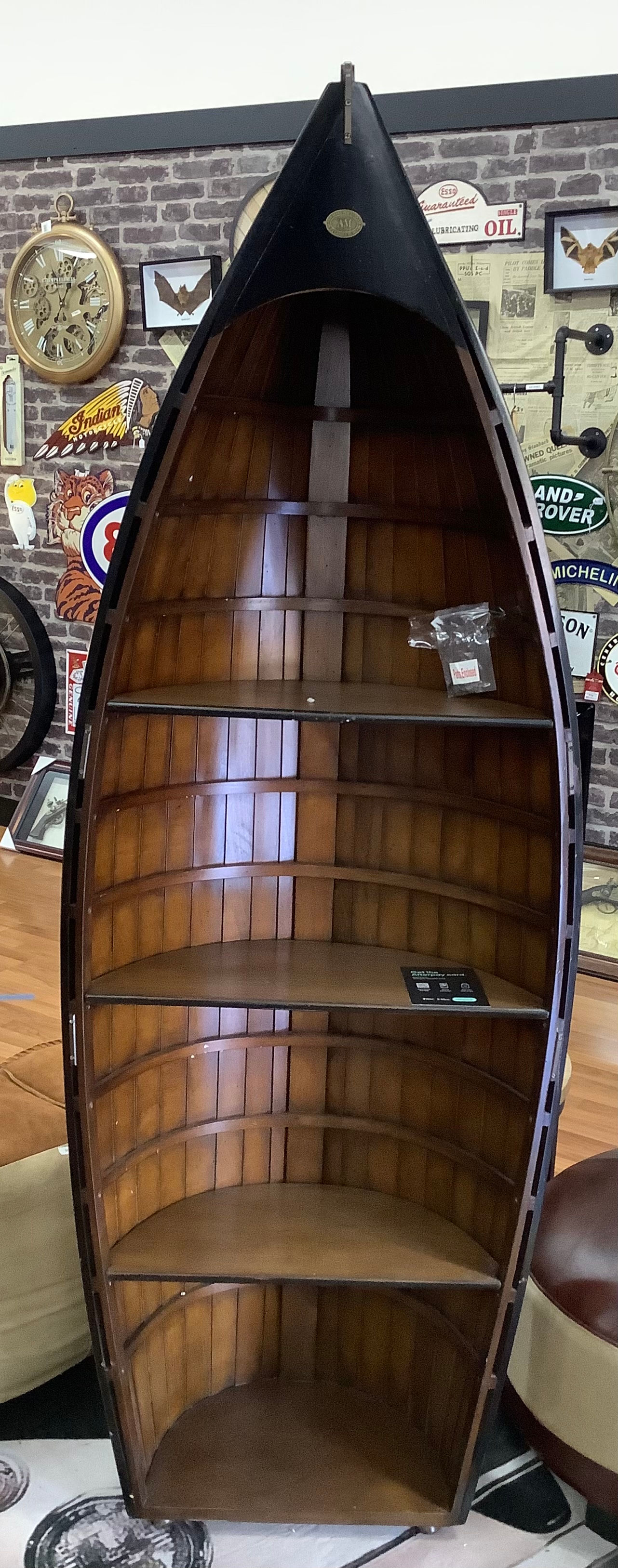 Wooden boat bookshelf