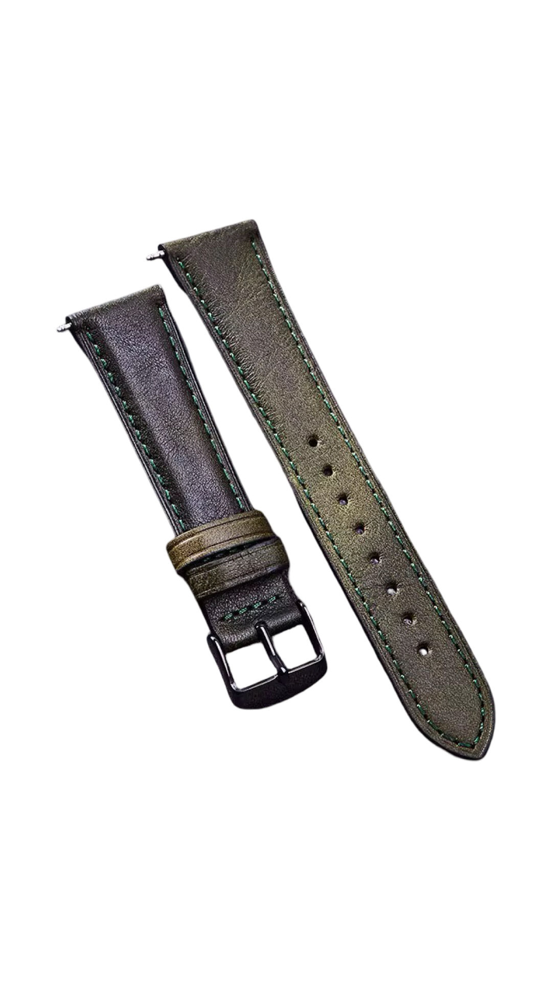 20mm Green Genuine Leather Watch Band 