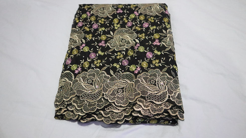 Thumbnail: Embroidery Cotton Voile Lace With Diamanté Stones Fabric