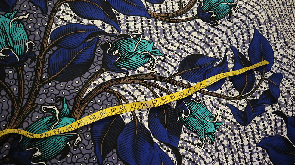 Miniatura: Blue Leaf Ankara African Print Excellence Fabric 5 Yards
