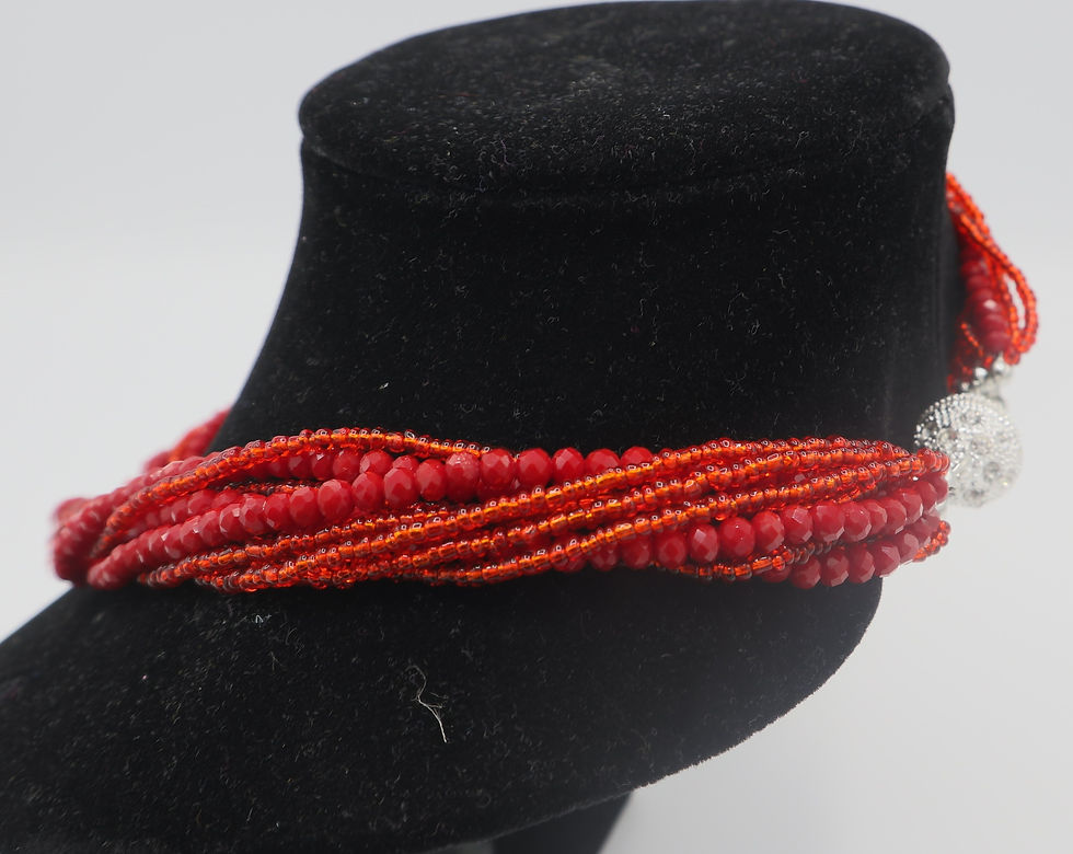 Miniature : Multi-strand Red Seed Beads Nwecklace