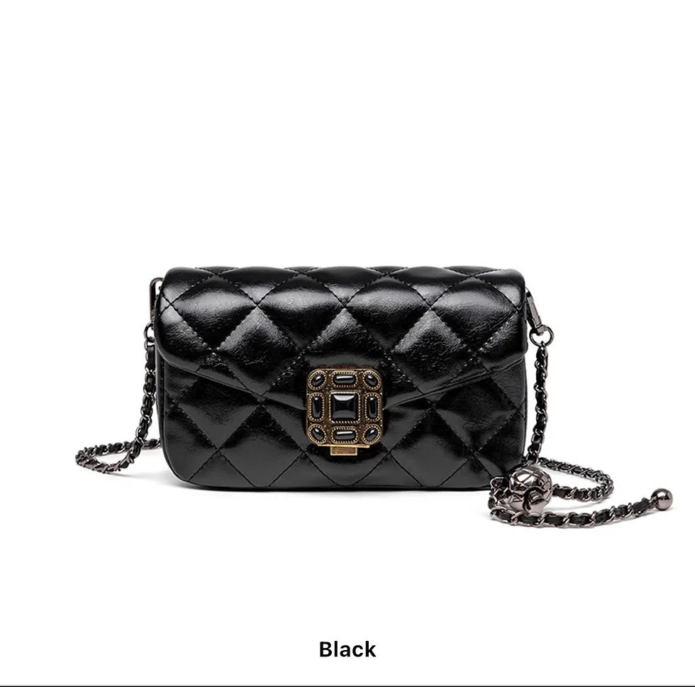 Miniature : Quilted PU Leather Women’s Small Shoulder Bag With Chain Strap