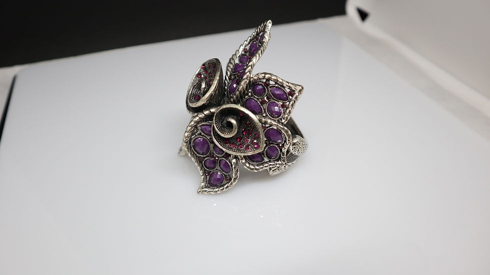 Miniaturebillede: 3D Flower Diamante Detail Hinge Bangle Womenswear 