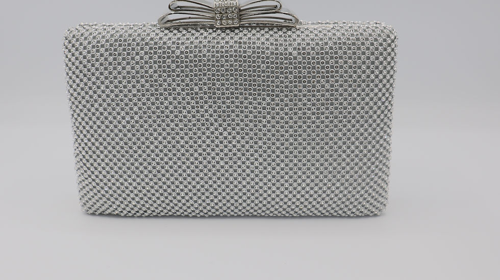 Miniatyrbild: Silver Diamantés Bow Clutch Bag