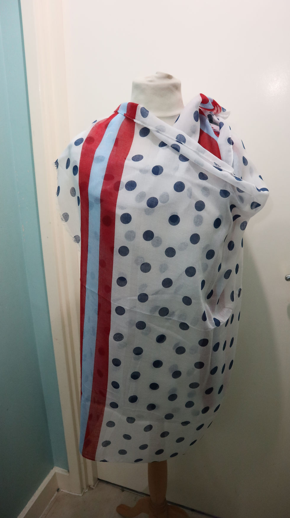 Miniaturbild: Scarfs, Glitter Polka Dot & Stripe Border Frayed Scarf, Scarves, Women Scarfs