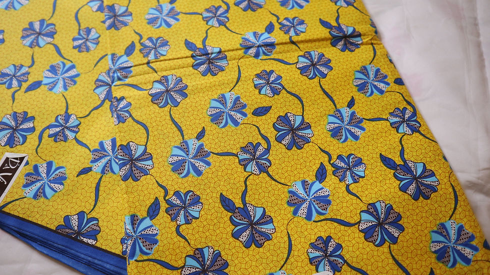Miniaturebillede: African Print, Ankara Fabric, Flower Design, Yellow African Wax Print Fabric