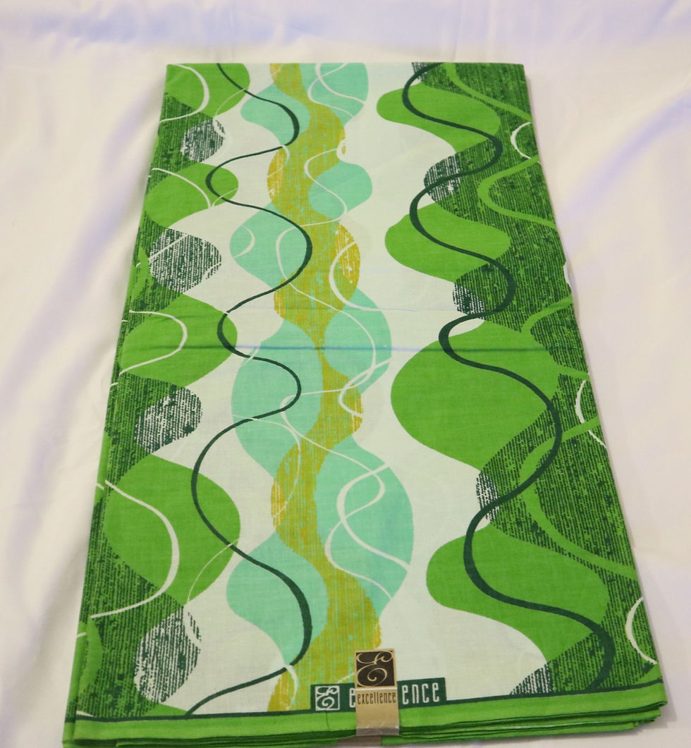 Miniatura: Green Wave Ankara African Print Excellence Fabric Sold By The Yard