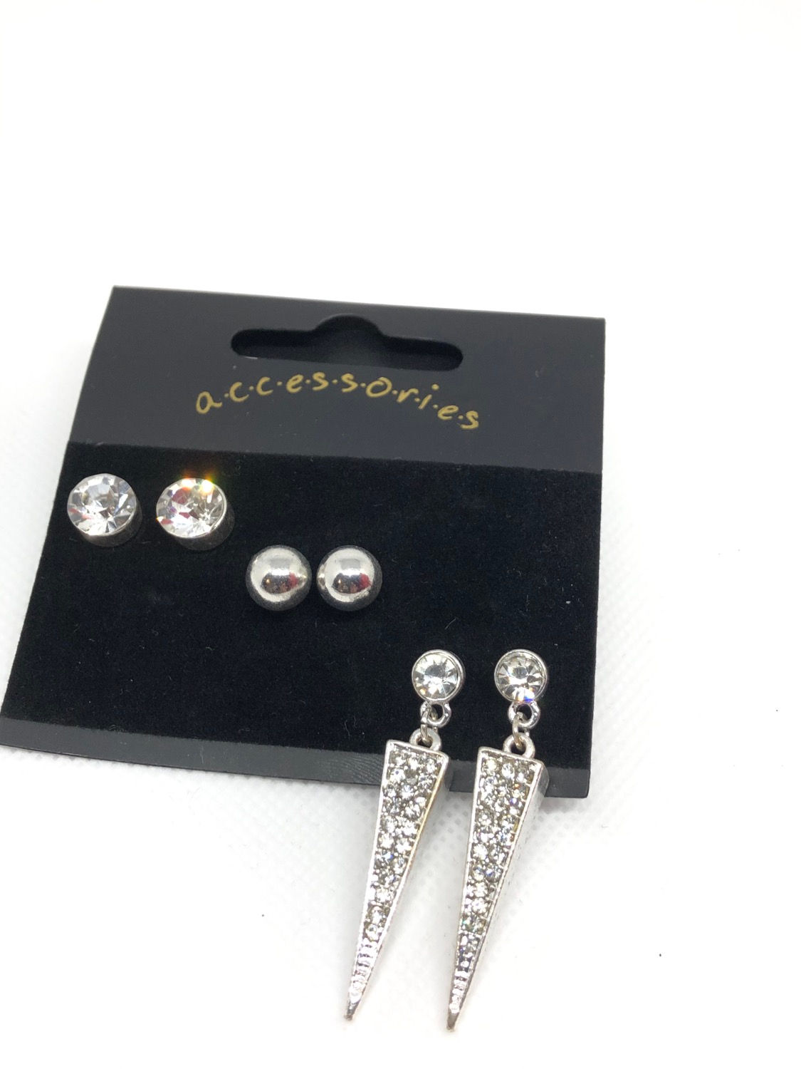 Diamanté 3Pcs Dangle and Studs Earrings