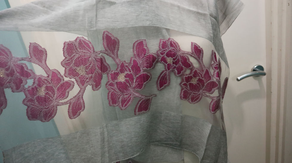 Thumbnail: Silk Scarf, Women Scarf, Embroidered Water Lily Silk Scarf