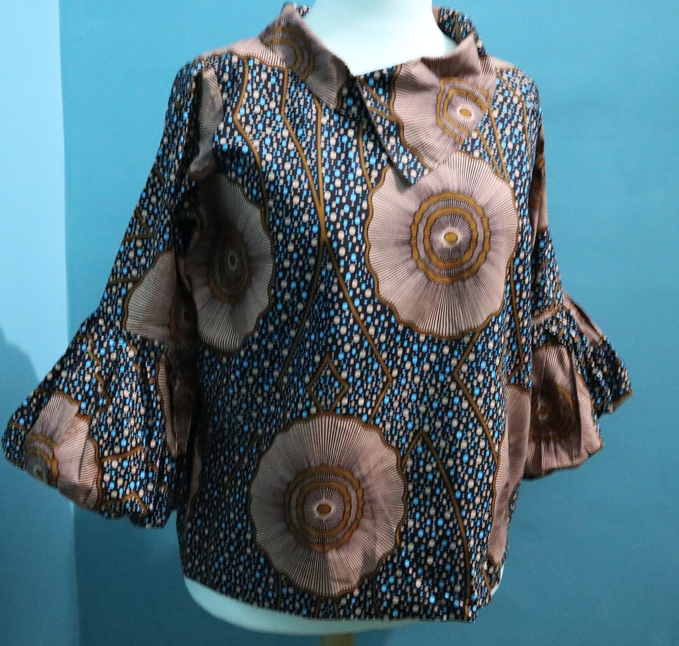 Thumbnail: Collar Ankara Blouse with Balloon Sleeves