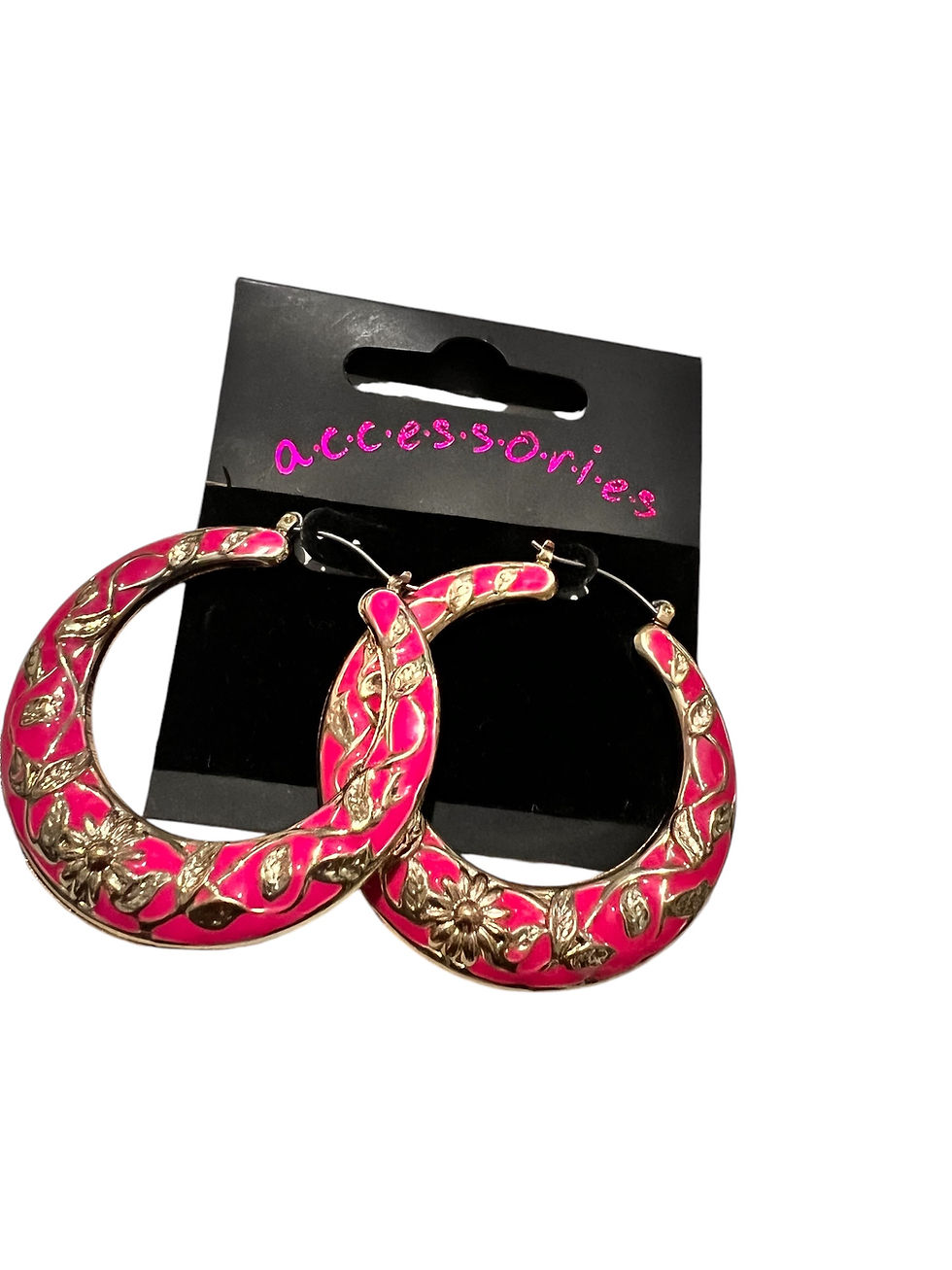 Thumbnail: Flower Detail Round Hoop Earrings