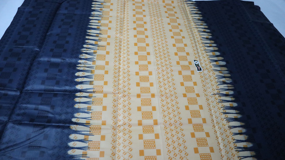 Thumbnail: Beige/Black Adire Tie-dye Fabric Hand Tie-Dye Fabric