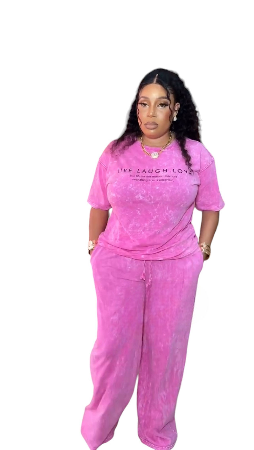 Miniaturbild: Women’s T-Shirt and Trouser Acid Wash Co-Ord Womenswear
