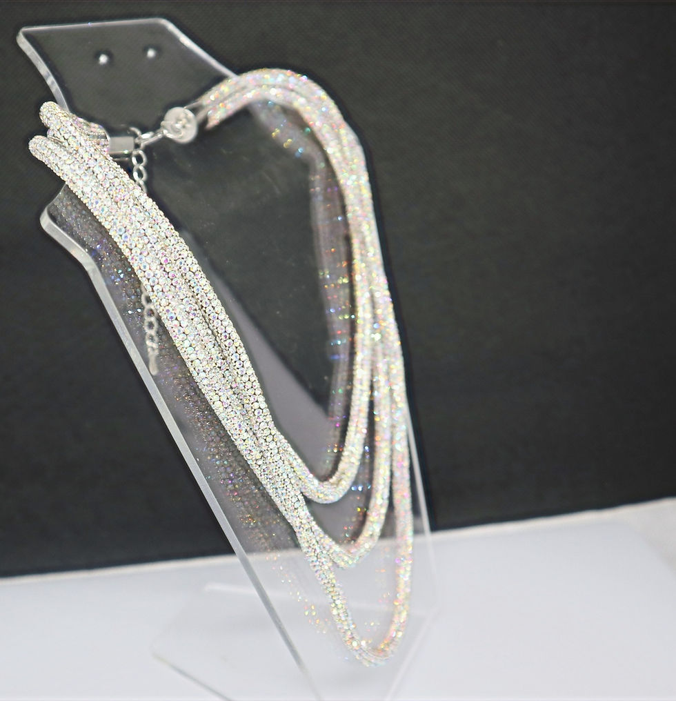 Thumbnail: Hematite 3 Strand Crystal Diamante Statement Necklace