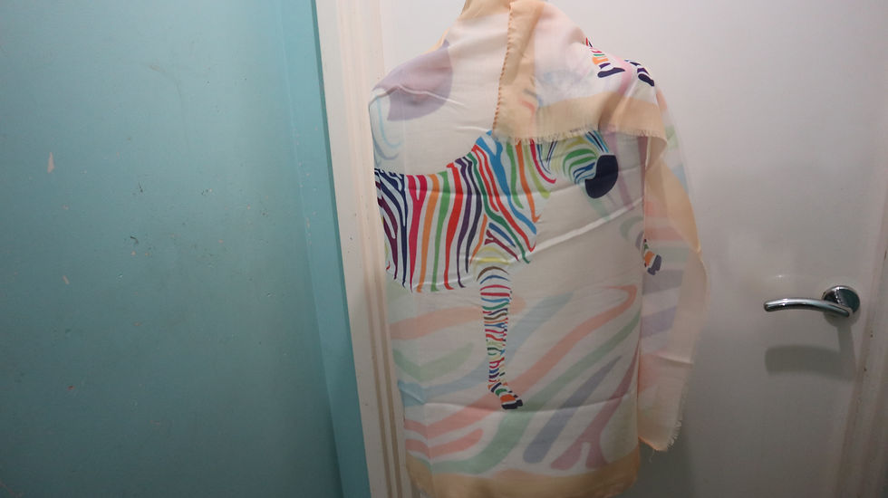 Thumbnail: Yellow Large Colourful Zebra Print Frayed Scarf, scarves, Women Scarfs