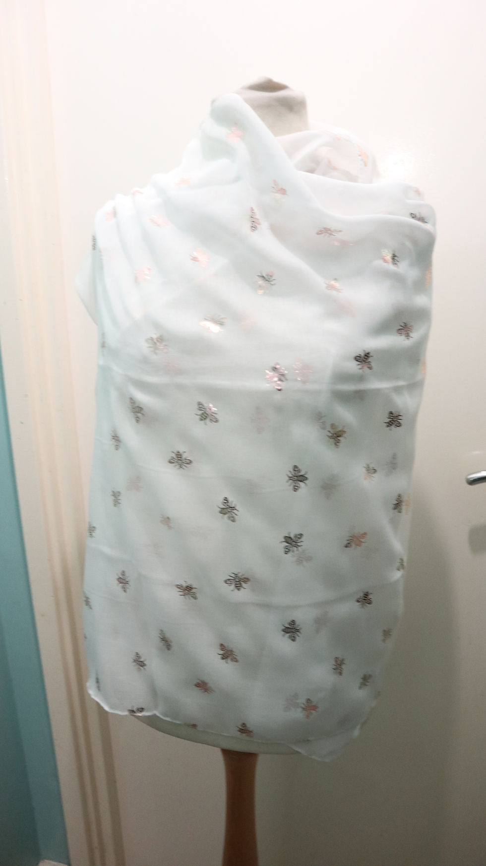 Miniatura: Rose Gold Bee Print Scarf, Women Scarves, Head Wrap, Cover Scarf