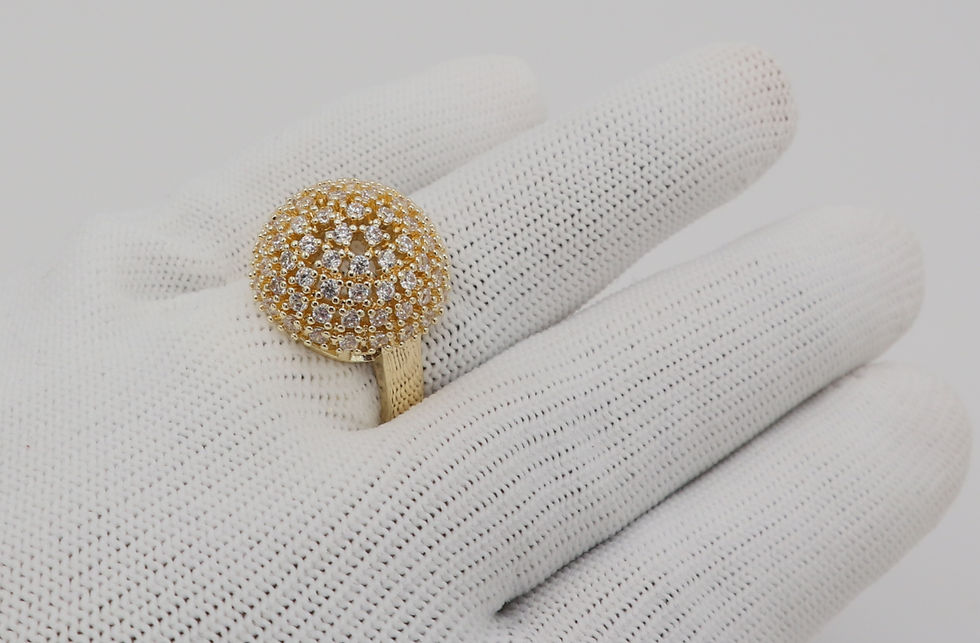 Thumbnail: Cubic Zirconia 18K Gold Plated Dome Ring
