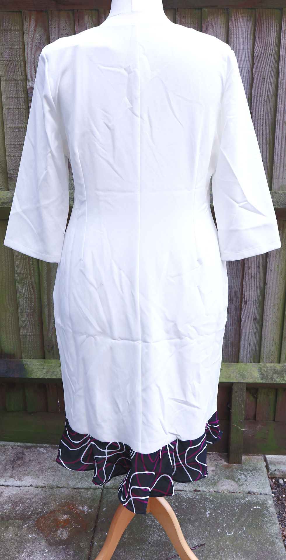 Thumbnail: White V- Collard Neck Flounced  Hem Dress Womenswear