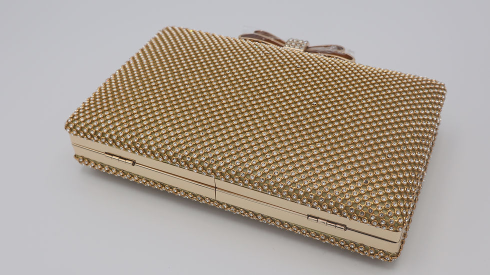 Thumbnail: Bow Diamanté Crystal Gold Colour Clutch Bag