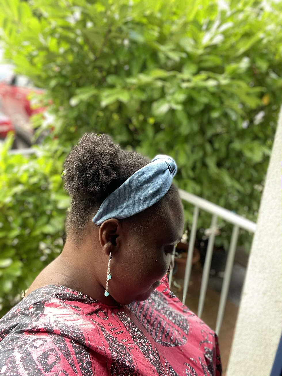 Miniatura: Knotted Denim Headband Knot Jeans Fabric Headband 