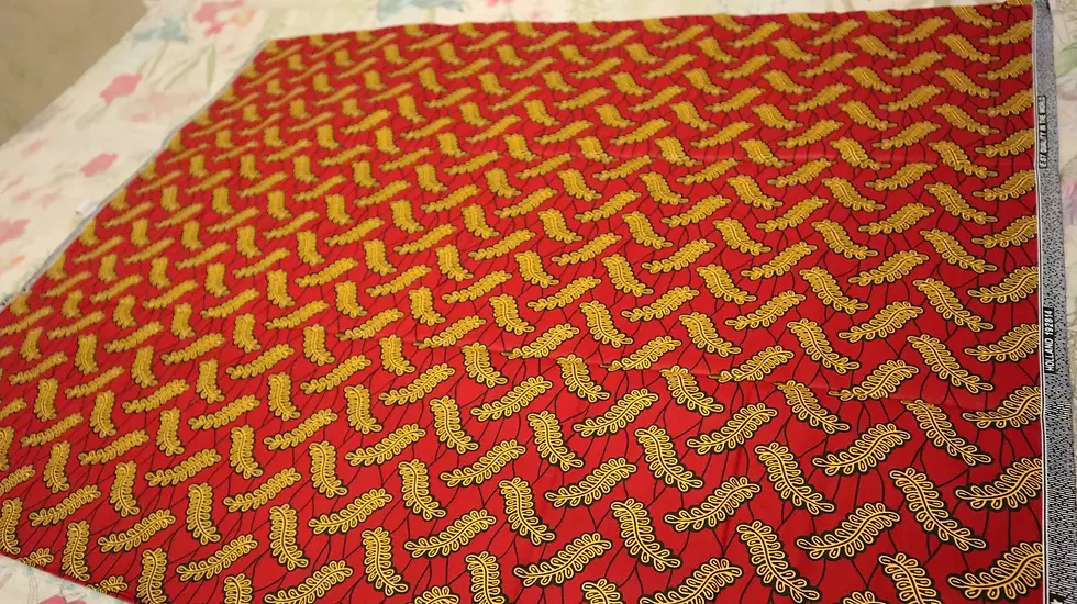 Thumbnail: African Print Deep Red Ankara 6 Yards Fabric