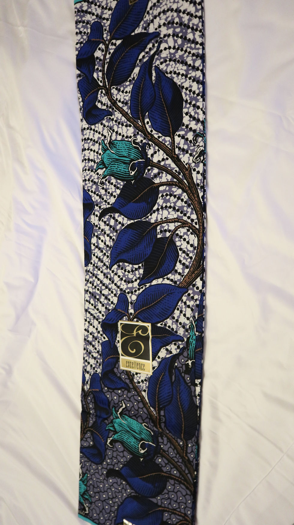 Miniatura: Blue Leaf Ankara African Print Excellence Fabric 5 Yards