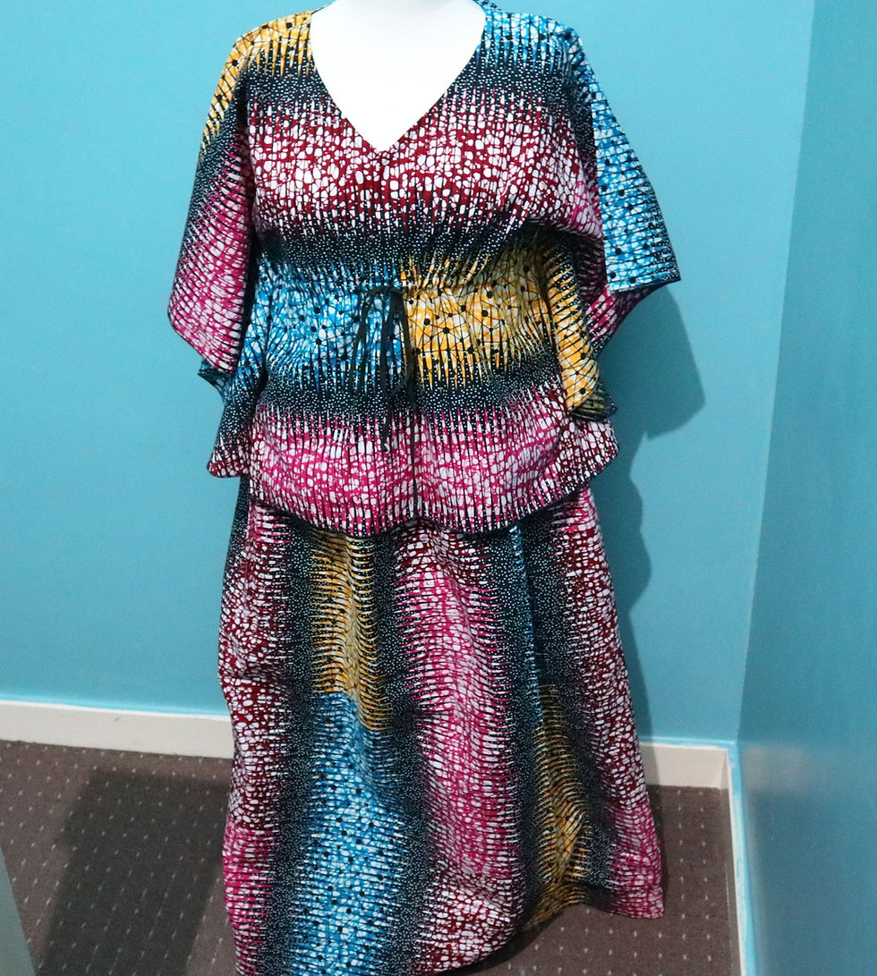 Miniature : Multi-Colour Gathered Elasticated Ankara Long Skirt