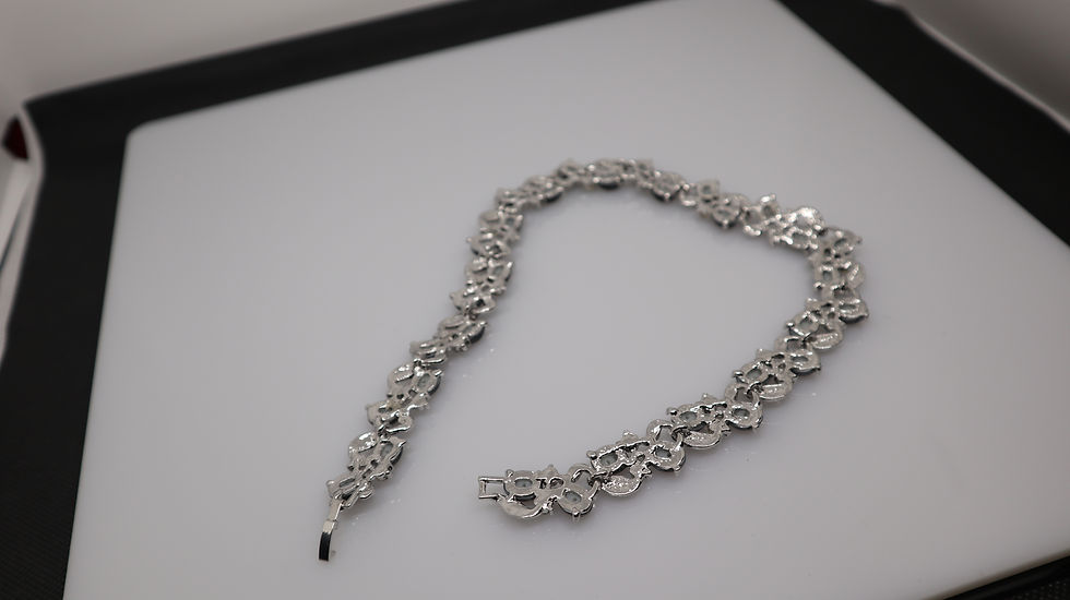 Thumbnail: Black Bead and Diamante Crystal Silver Necklace and Earring Jewellery Set