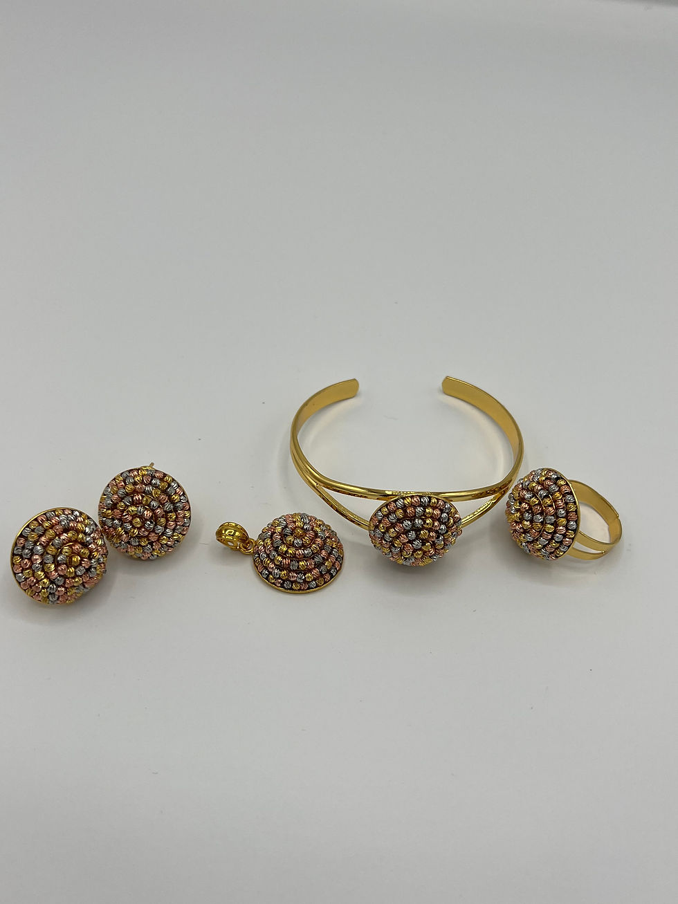 Miniatura: Spiral Beads Non-Tarnish Gold Plated Trinity Jewellery Set