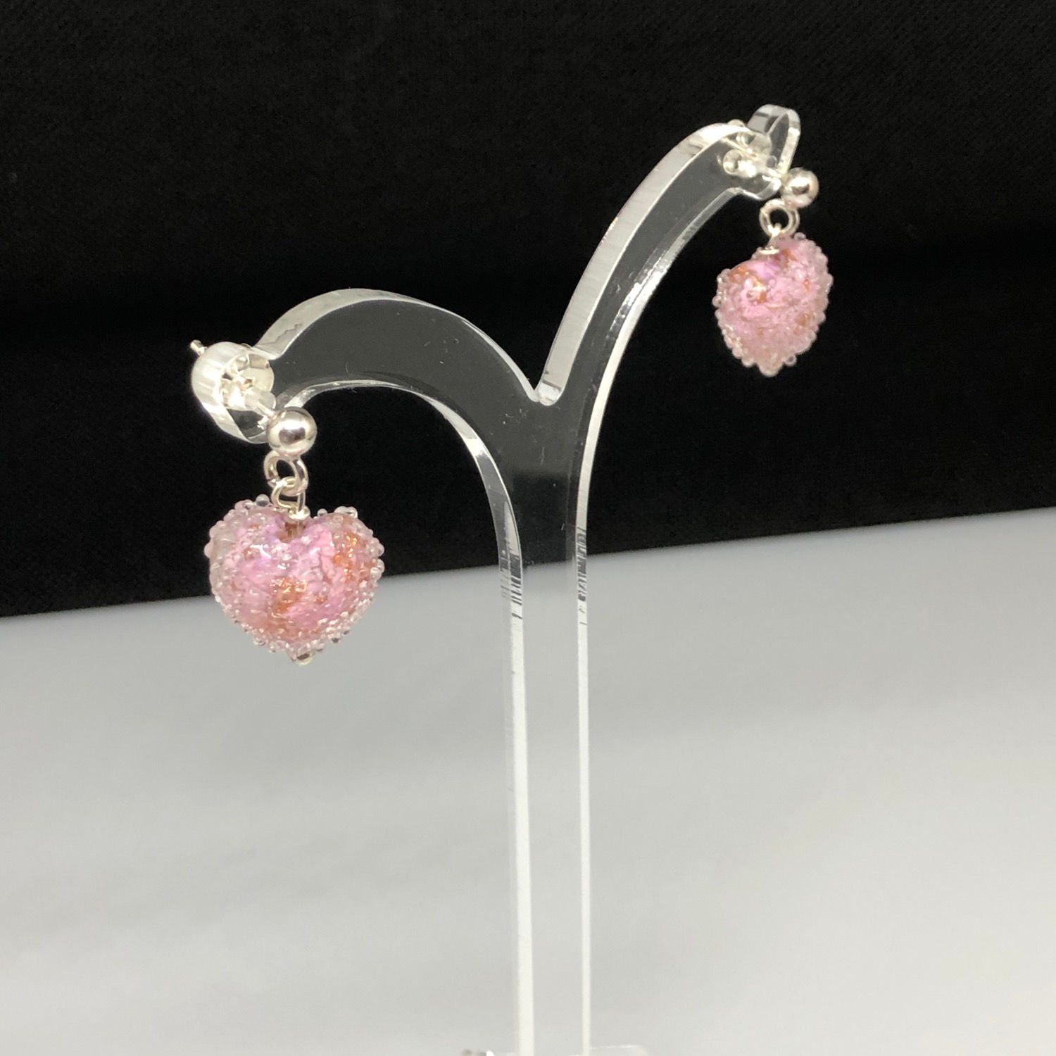 Heart Shape Design Sterling Silver Drop Earrings