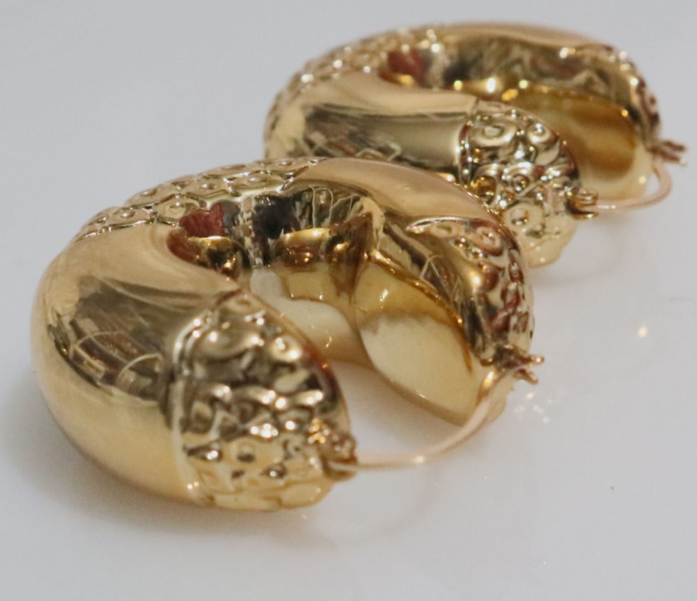 Miniatura: Round Patterned Hoop Gold Plated Earrings