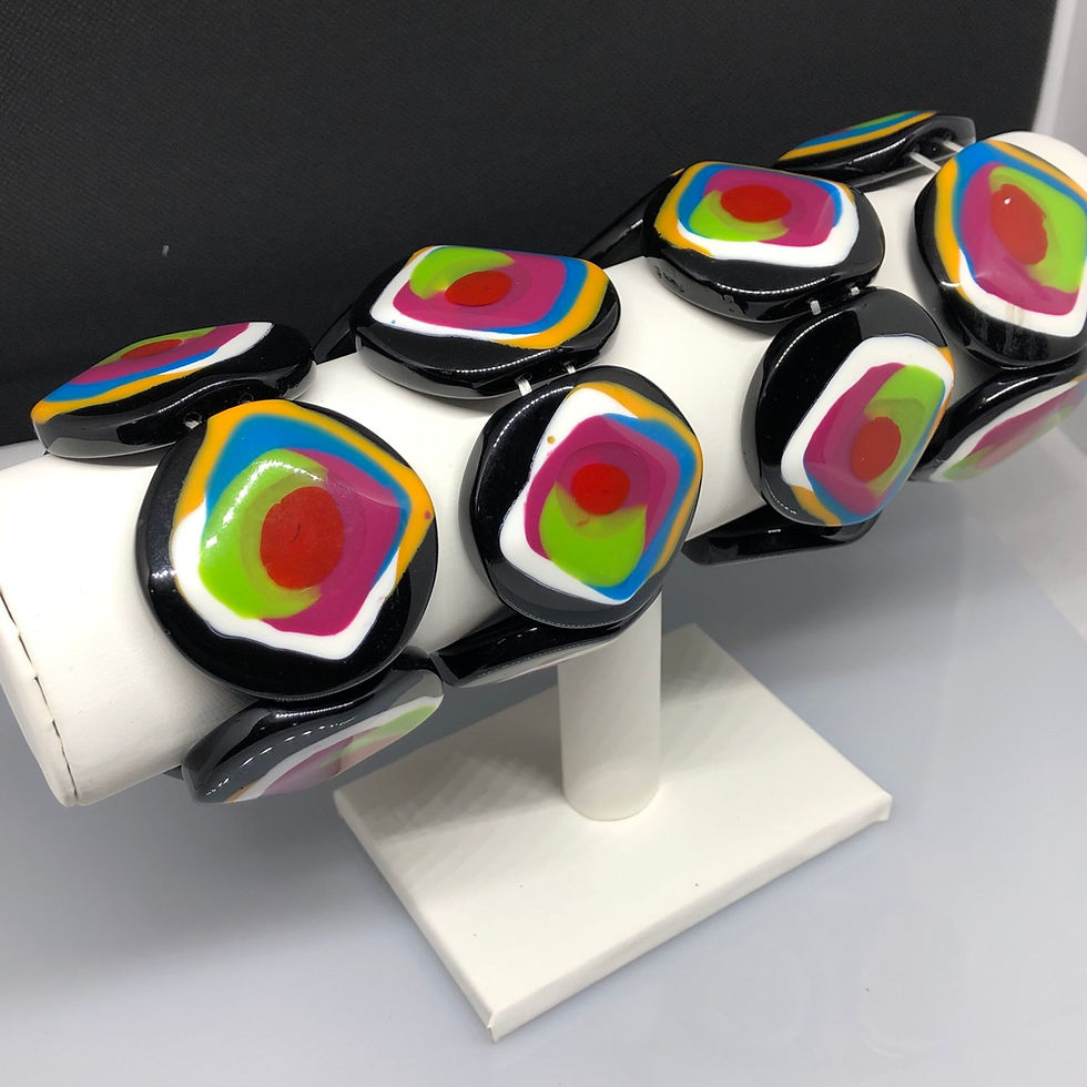 Thumbnail: Ladies Multi Colour Black Elasticated Bracelet 